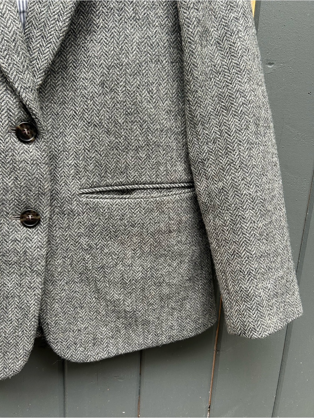 J Crew Somerset Blazer Jacket Womens Gray Graphite Herringbone Wool English - Sz - Picture 10 of 10